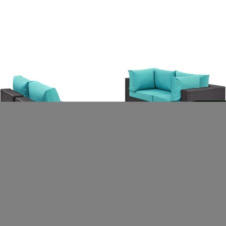 MODWAY FURNITURE Convene Outdoor Patio Sectional Set, Espresso Turquoise, 5Pk EEI-2163-EXP-TRQ-SET